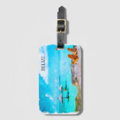 Tropische Belize Beach vakantie Bagagelabel (Voorkant (verticaal))