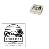 Tropische berg & strand | Achternaam Adres Rubberstempel (Gestempeld)