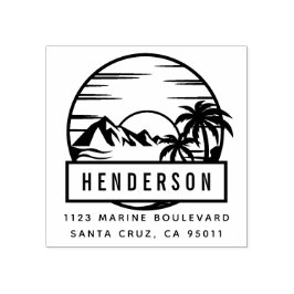 Tropische berg & strand | Achternaam Adres Rubberstempel