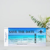 Tropische Bestemming Blauw  Trouw Save The Date (Staand voorkant)