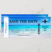 Tropische Bestemming Blauw  Trouw Save The Date (Voorkant / Achterkant)