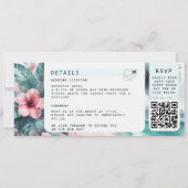 Tropische bestemming Boarding Pass Fotobruiloft Kaart (Achterkant)
