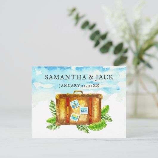 Tropische bestemming bruiloft | Save the date Aankondigingskaart (Staand voorkant)