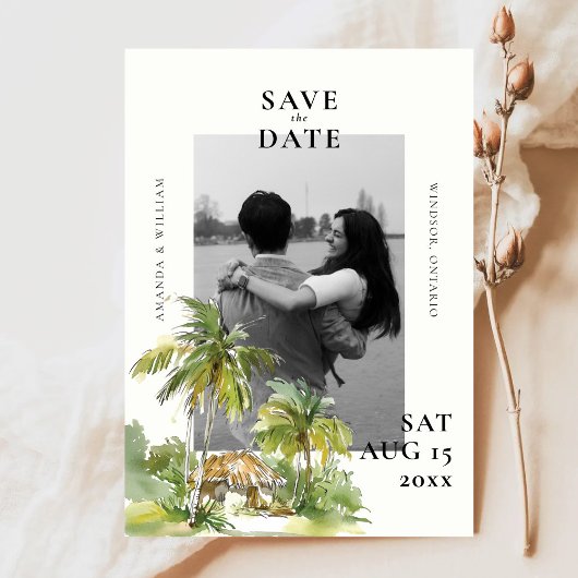 Tropische bestemming Fotobruiloft Save The Date