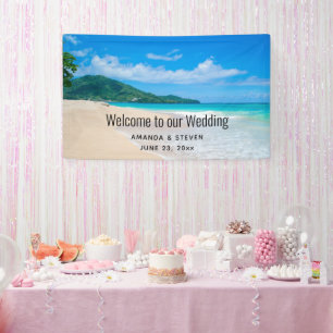 Tropische Bestemming Schitterend Strand Bruiloft Spandoek