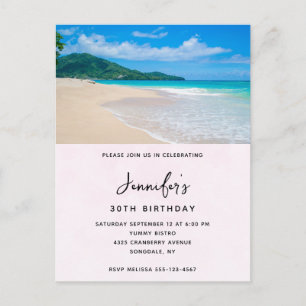 Tropische Bestemming Schitterend Strand Verjaardag Uitnodiging Briefkaart