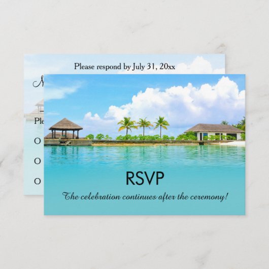 Tropische bestemmingresort strand Wedding RSVP Kaart (Voorkant / Achterkant)