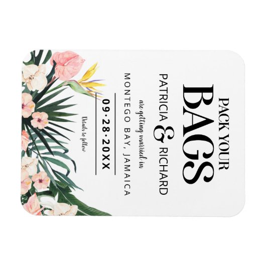 Tropische bestemmingsweddenschap bespaart de datum magneet (Horizontaal)