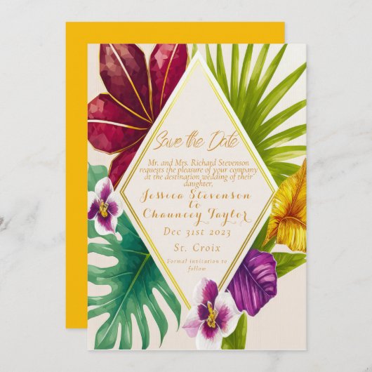 Tropische bestemmingsweddenschap sparen de Datum Kaart (Voorkant / Achterkant)