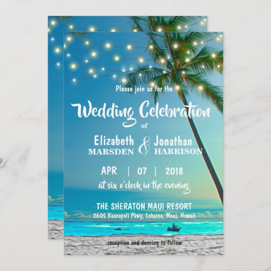 Tropische beukenpalm Trees String Lights Modern Kaart (Voorkant / Achterkant)
