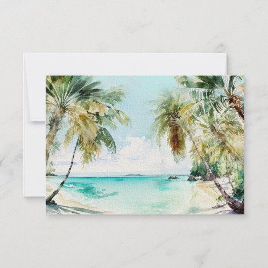 Tropische beukenpalm Trees Wedding RSVP Kaart (Achterkant)