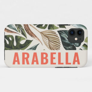 Tropische blad botanische gepersonaliseerde naam iPhone 11 hoesje