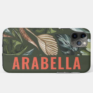 Tropische blad botanische gepersonaliseerde naam iPhone 11 pro max hoesje