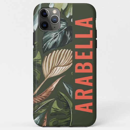 Tropische blad botanische gepersonaliseerde naam Case-Mate iPhone case (Achterkant)