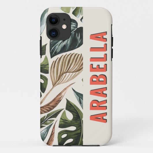 Tropische blad botanische gepersonaliseerde naam Case-Mate iPhone case (Achterkant)