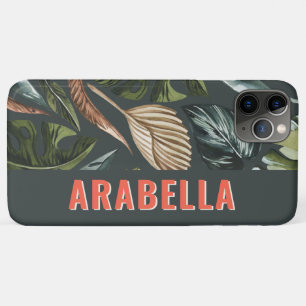 Tropische blad botanische gepersonaliseerde naam iPhone 11 pro max hoesje
