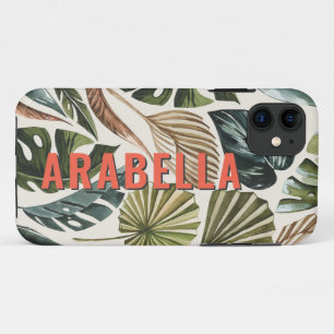 Tropische blad botanische gepersonaliseerde naam iPhone 11 hoesje