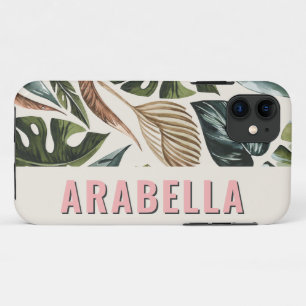 Tropische blad botanische gepersonaliseerde naam iPhone 11 hoesje