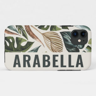 Tropische blad botanische gepersonaliseerde naam iPhone 11 hoesje