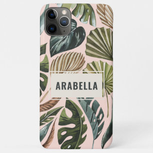 Tropische blad botanische gepersonaliseerde naam iPhone 11 pro max hoesje