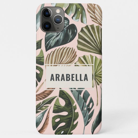 Tropische blad botanische gepersonaliseerde naam Case-Mate iPhone case (Achterkant)