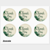 Tropische Bladcirkel Krans Bruiloft Dank u Ronde Sticker (Vel)