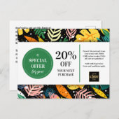 Tropische Bladeren Abstract Coupon Korting Briefkaart (Voorkant / Achterkant)