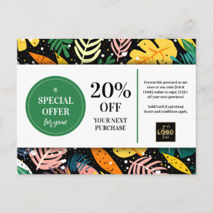 Tropische Bladeren Abstract Coupon Korting Briefkaart