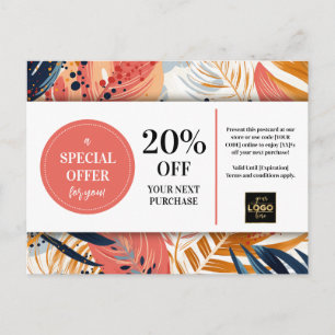 Tropische Bladeren Abstract Coupon Korting Briefkaart