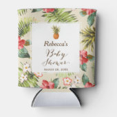 Tropische bladeren ananas Baby shower gunst Blikjeskoeler (Voorkant)