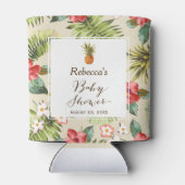 Tropische bladeren ananas Baby shower gunst Blikjeskoeler (Achterkant)