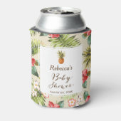 Tropische bladeren ananas Baby shower gunst Blikjeskoeler (Blikje Achterkant)