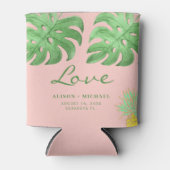 Tropische bladeren ananas groen strand bruiloft blikjeskoeler (Voorkant)