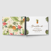 Tropische bladeren ananas hand belettering bruilof gastenboek (Volledig)