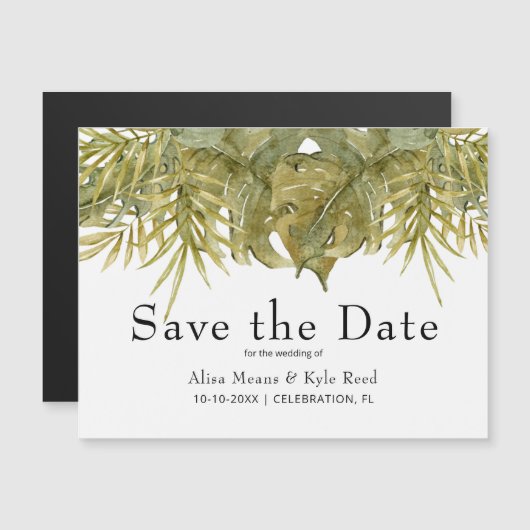 Tropische bladeren Bewaar de datummagneet (Voorkant / Achterkant)