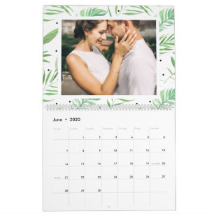 Tropische bladeren bewerkbare jaarfoto kalender
