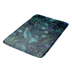 Tropische bladeren Blauwe Bloemen Badmat