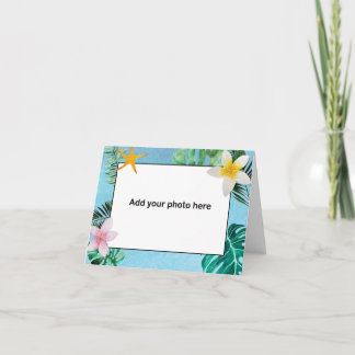 Tropische bladeren bloemen Dank je kleine notiecar Bedankkaart
