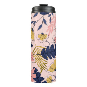 Tropische bladeren Bloemen Print Thermosbeker