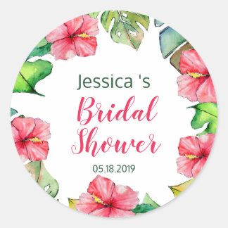 Tropische bladeren bloemenhawaiiaans Vrijgezellenf Ronde Sticker