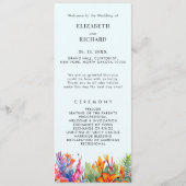 Tropische bladeren bloemenstrand bruiloft programma (Voorkant)