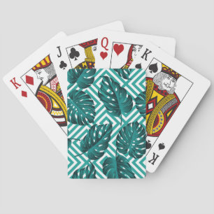 Tropische bladeren: bloemig naadloos patroon. pokerkaarten