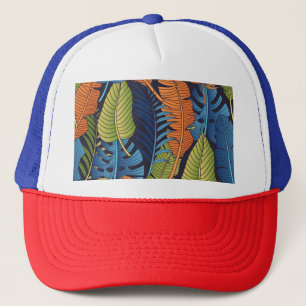 Tropische bladeren, bloemig naadloos patroon. trucker pet