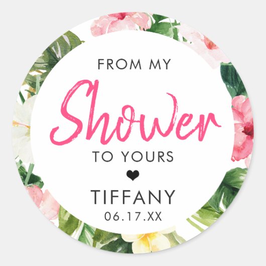 Tropische Bladeren Bruidsfeest Stickers (Voorkant)