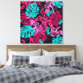 Tropische bladeren canvas afdruk (Insitu (Slaapkamer))