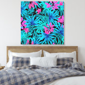 Tropische bladeren canvas afdruk (Insitu (Slaapkamer))