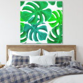 Tropische bladeren canvas afdruk (Insitu (Slaapkamer))