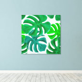 Tropische bladeren canvas afdruk (Insitu (Houten vloer))