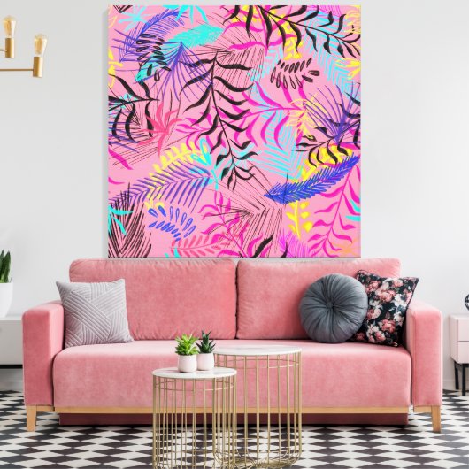 Tropische bladeren canvas afdruk (Insitu (Woonkamer))