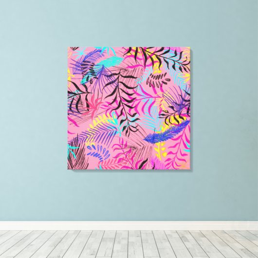 Tropische bladeren canvas afdruk (Insitu (Houten vloer))